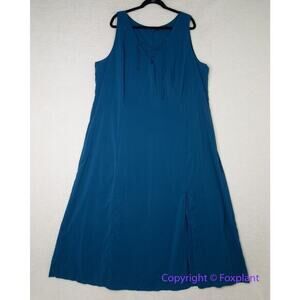 Jete. teal/blue sleeveless maxi dress with front slit lace up tie front size 22W